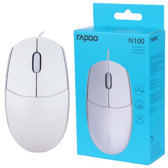 تصویر  ماوس باسیم RAPOO N100  رنگ سفید