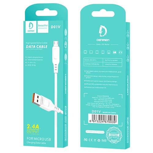 تصویر  کابل تبدیل USB به microUSB دن‌من مدل D01V طول 1 متر