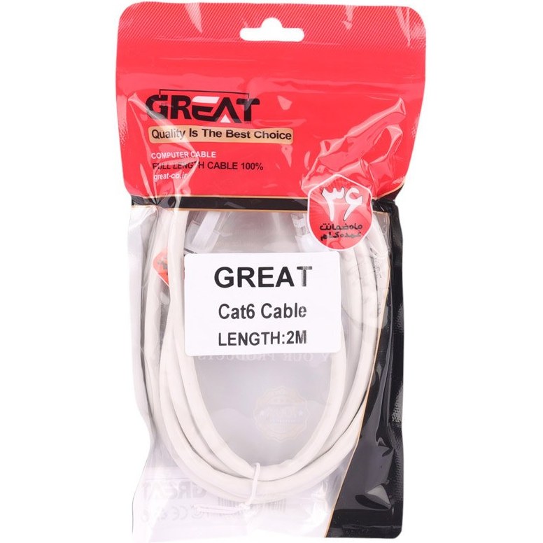 تصویر  کابل شبکه Great Cat6 2m